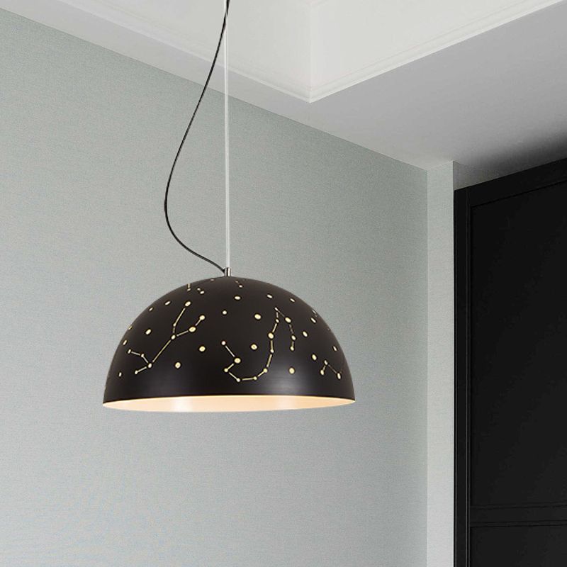 Semisphere metalen hangend plafondlicht minimalistisch 1 lichtblauw/groen/gele hanglamp