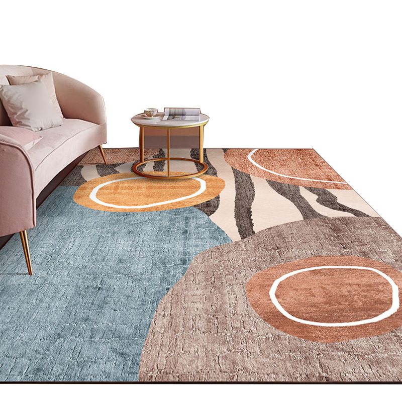 Nordic Color Block Carpet Polyster Indoor Rug Stain Resistant Area Carpet for Living Room