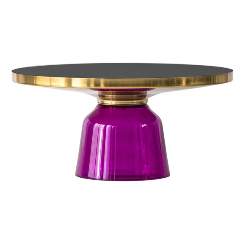 Pedestal Cone Coffee Table Modern Round Glass Top Cocktail Table
