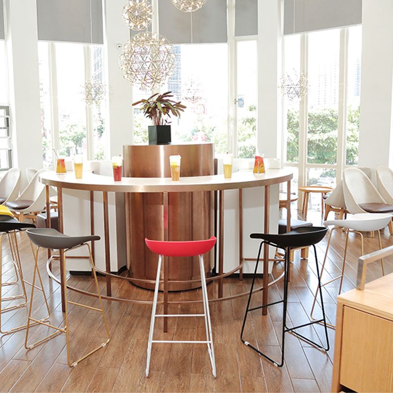 Contemporary Plastic Armless Bar Stool Low Back Bar Height Stool with Metal Frame