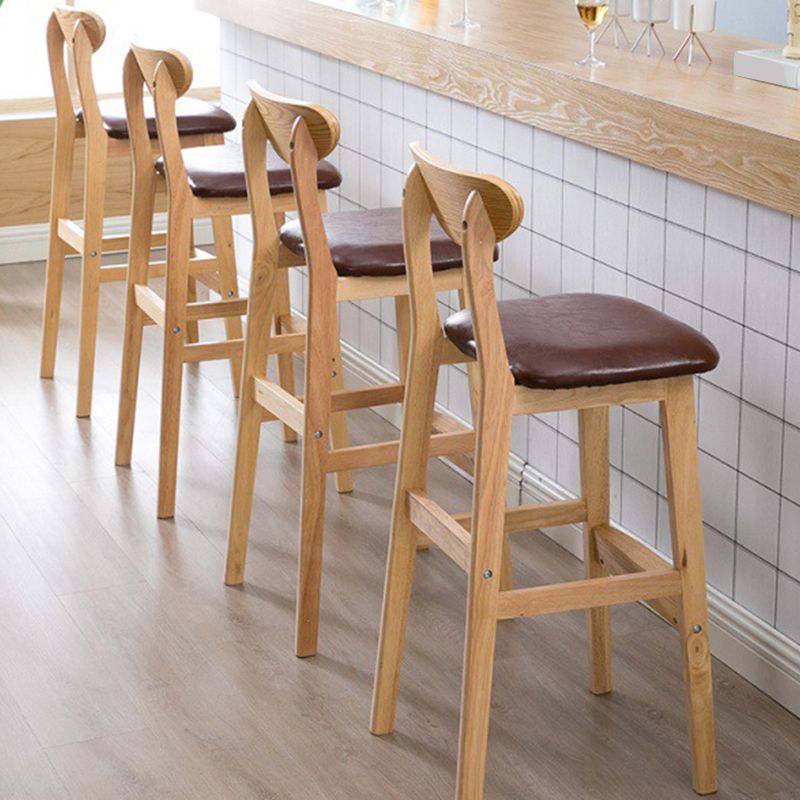 Minimalist Style Wooden Barstool for Home Use Upholstered Stools with Cushion