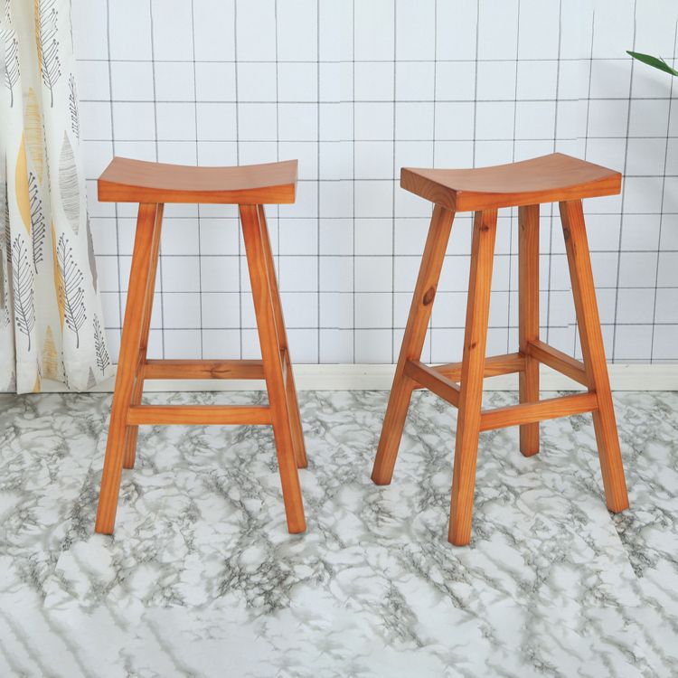 Industrial Solid Wood Bar Stool Backless Counter Stool for Outdoor