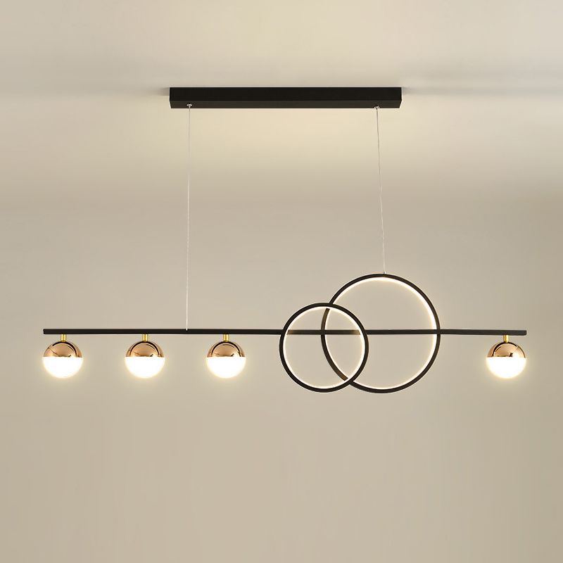 Black / Gold Contemporary Ceiling Pendant Fixture Metal and Glass Kitchen Island Light