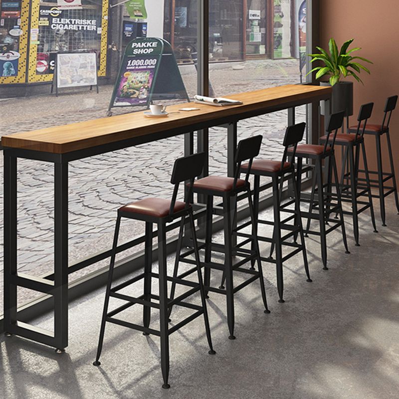 Industrial Style Pub Table Bar Height Solid Wood Rectangle Bar Table for Indoor