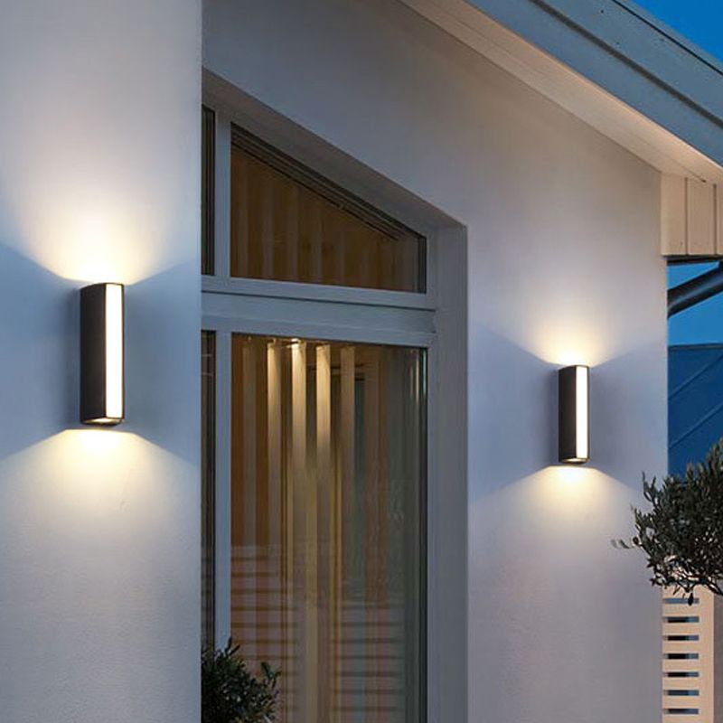 Nordic Aluminum Wall Light Waterproof Cuboid Wall Washer in Black for Outdoors