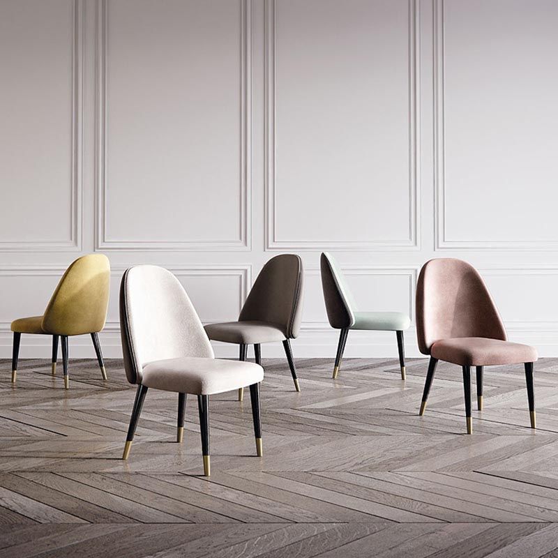 Nordic Glam Style Chair Dining Armless Chairs for Kitchen with Wooden Legs