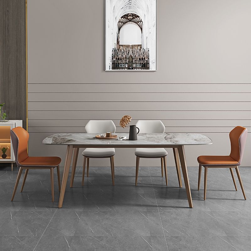 Glam 1/2/5/7 Pieces Dinette Set with Grey Sintered Stone Top Rectangle Dining Table Set
