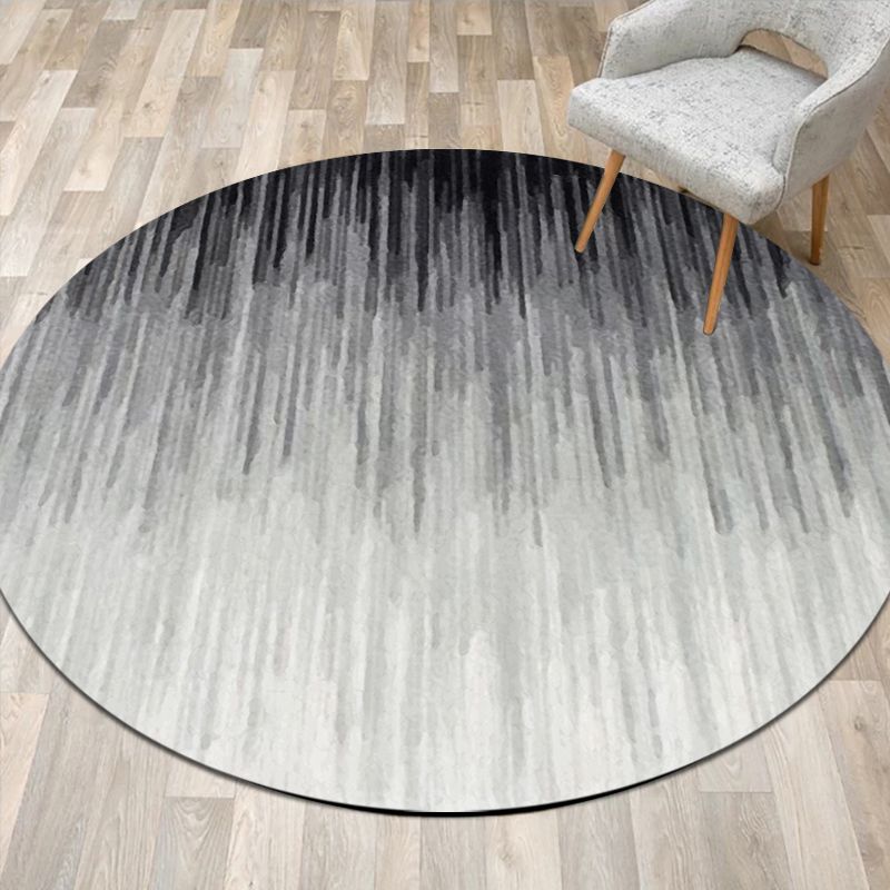 Grey Modern Rug Polyester Striped Ombre Pattern Rug Non-Slip Backing Pet Friendly Carpet for Living Room