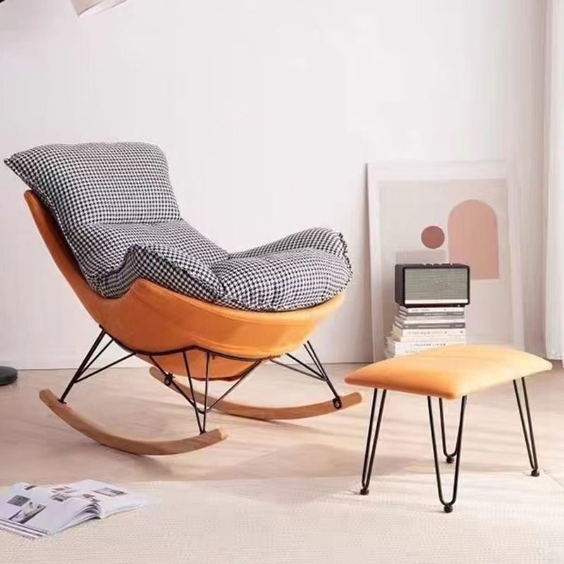 Contemporary Rocking Chair Fabric Upholstered Wing Chair Back Indoor Rocking Chair