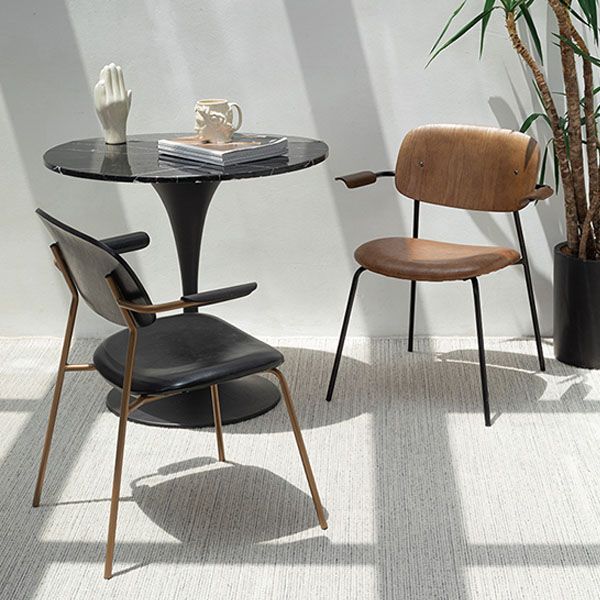 Sillón de comedor contemporáneo de madera maciza, sillón con respaldo abierto para cocina