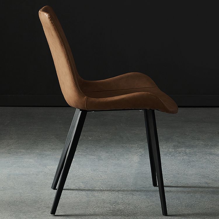 Modern Metal and Faux Leather Armless Dining Chairs for Kitchen