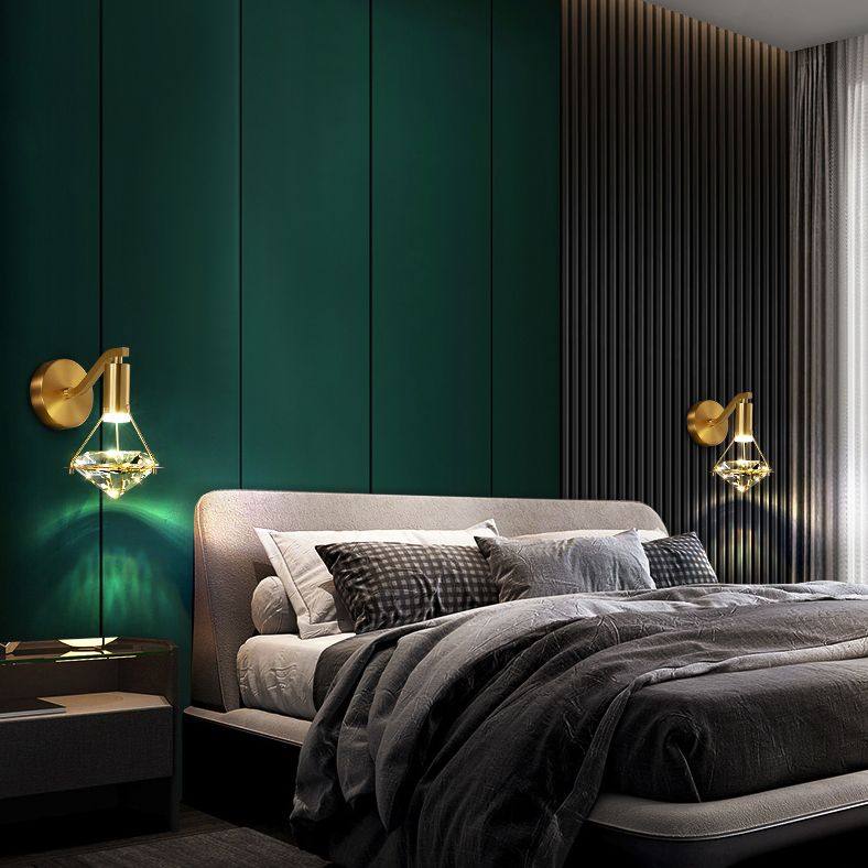 Diamond Sconce Wall Light Modern Luxury Style Crystal 1 Light Sconces