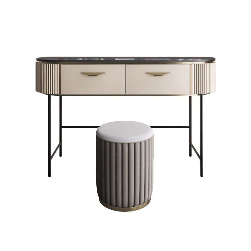 Modern 31.49 " H 2-Drawer Dressing Table Slate Top Vanity Stool