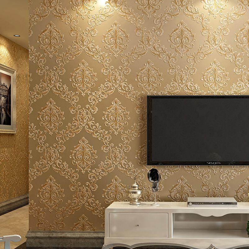 Luxurious Foliage Wallpaper Pastel Color Jacquard Wall Art for Bedroom Decoration