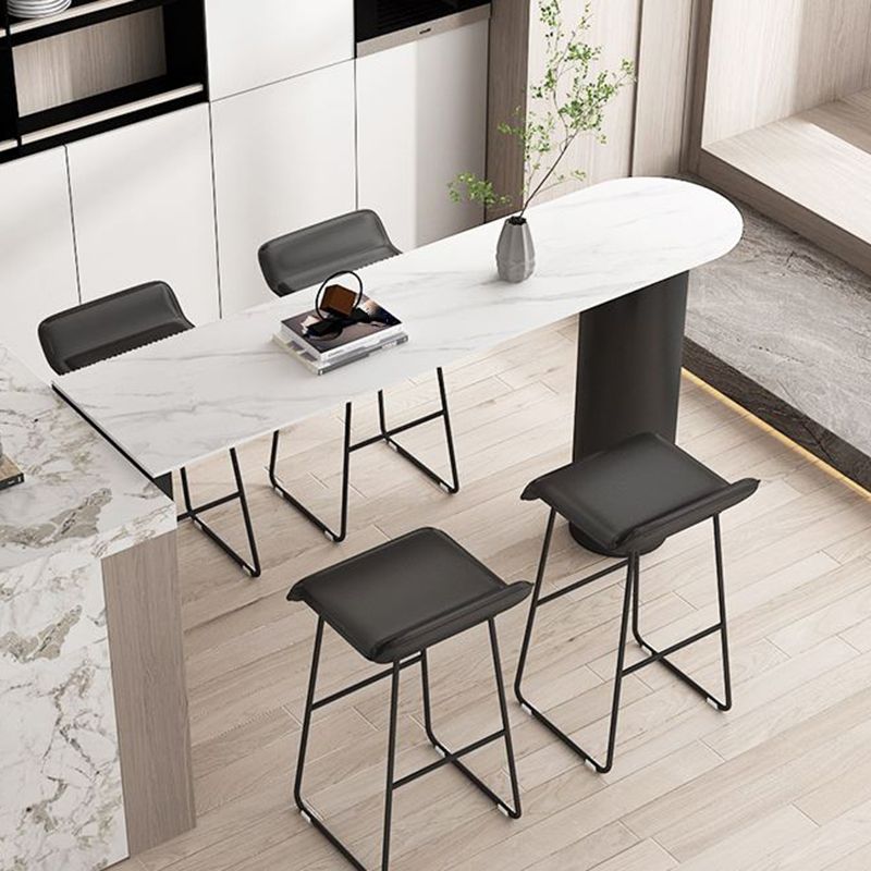 Contemporary Bar Table Stone Bar Desk with Double Pedestal for Home