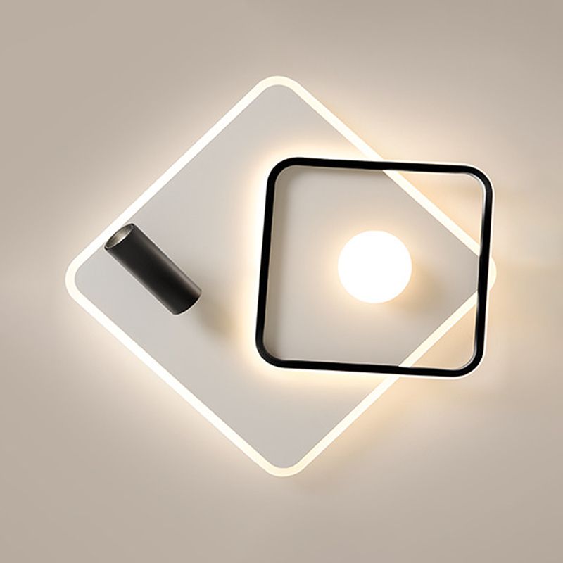 Modern Style Metal Ceiling Mounted Fixture Bedroom Flush Light with 1 Spotlight