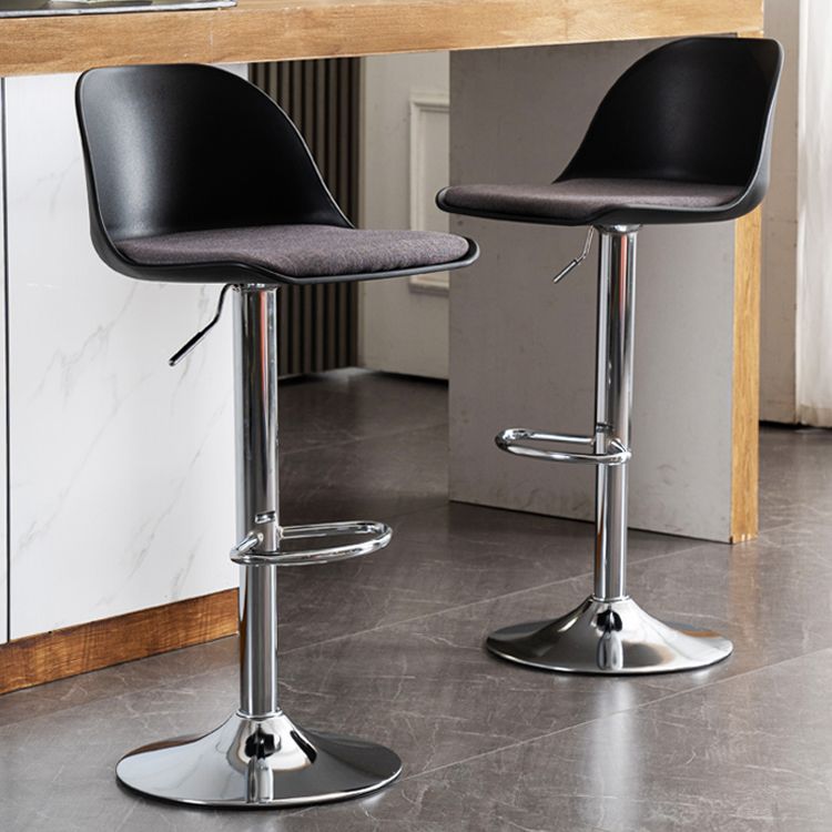 Industrial Fabric Bar Stools Swivel Adjustable Height Bar Stool with Footrest