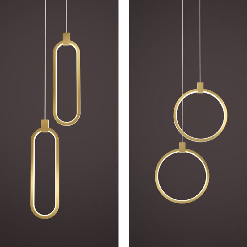 Camera da letto geometrica a sospensione a sospensione Luce in metallo LED minimalista Afferma del soffitto in oro