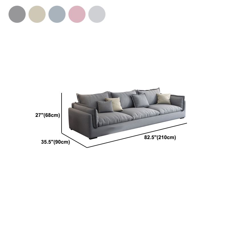 Nordic Loose Back Linen Sofa & Chaise Square Arm Cushions Sofa