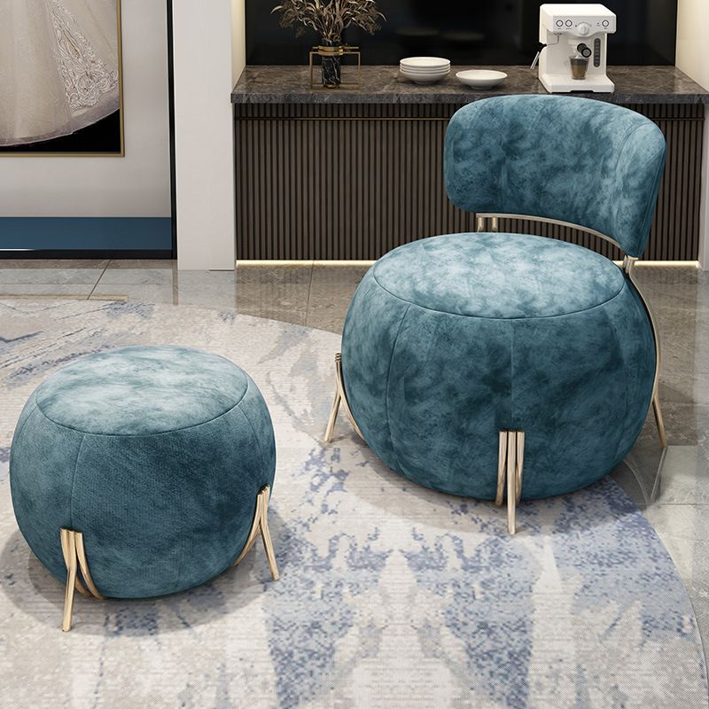Blue Armless Lounge Chair Armless Fixed Back Bedroom Ottoman Set