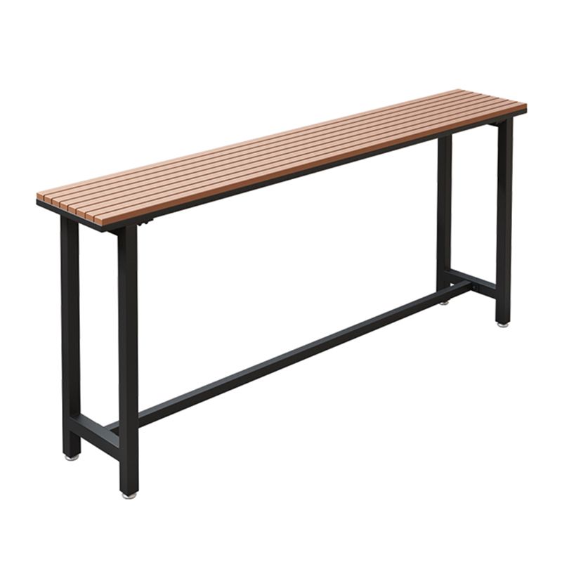 Brown Faux Wood Top Bar Table Contemporary Metal Frame Pub Table