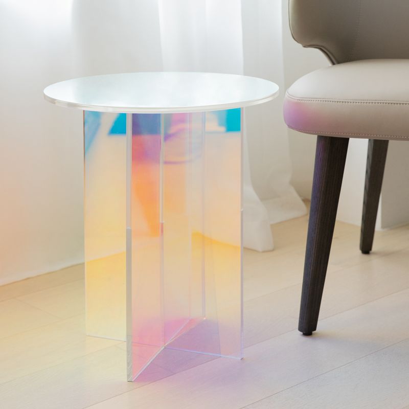 Multi-Color Accent Side Table Round Shape Plastic Table for Bedroom