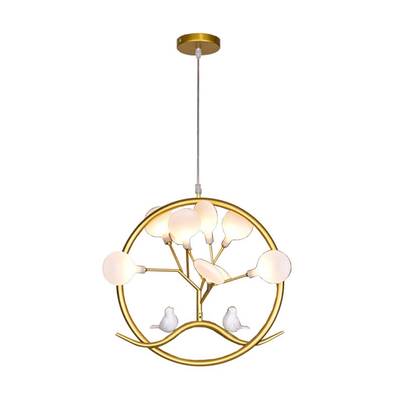 Artistic Tree LED Suspension Light Metallic Dining Room Chandelier Light with Firefly Shade in Gold