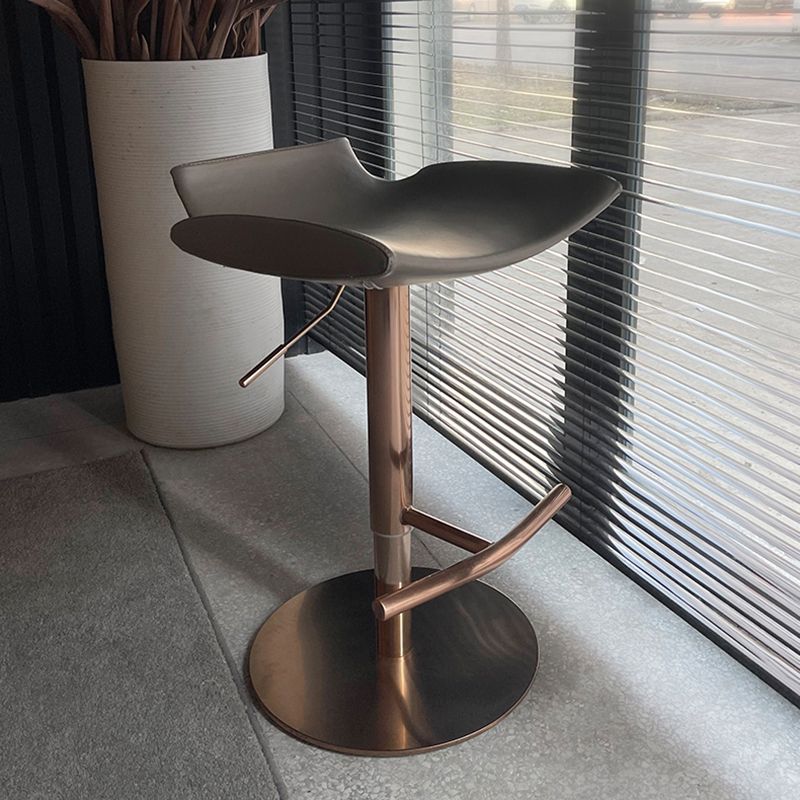 Contemporary Adjustable Backless Counter High Stool with Leather Cushion