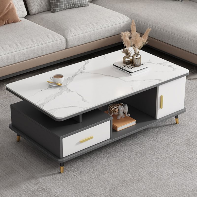 Slate Coffee Table Rectangle Glam Cocktail Table with 4 Legs