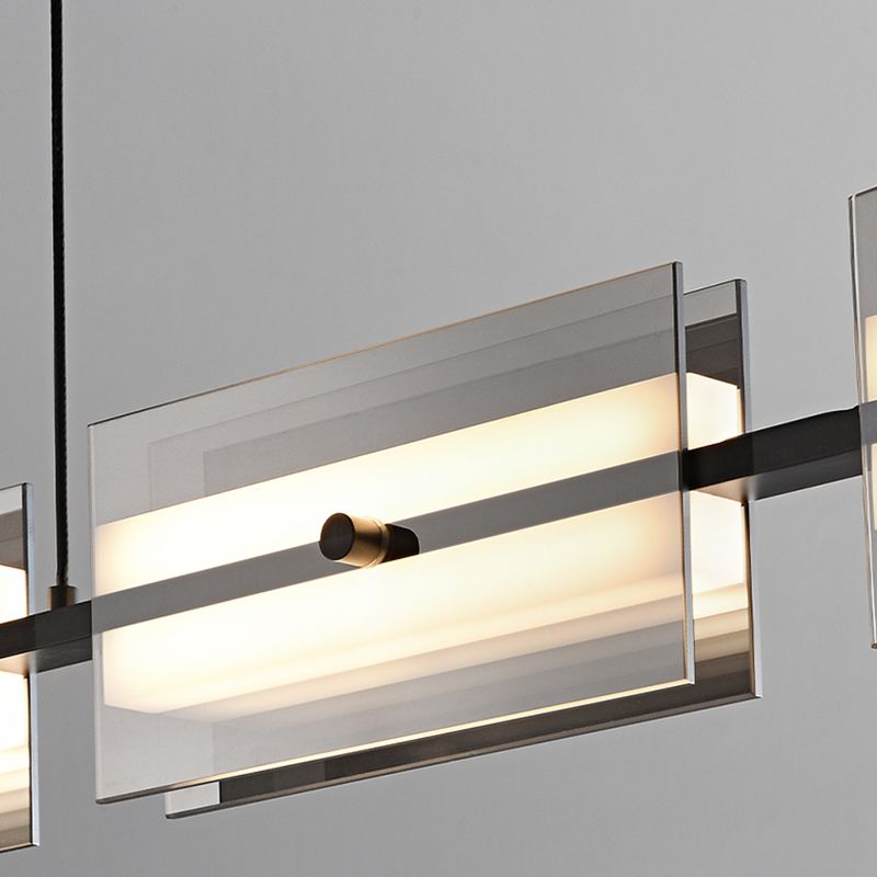LED Island Light Multi Lights Island Hanging Light with Glass Shade for Dining Room
