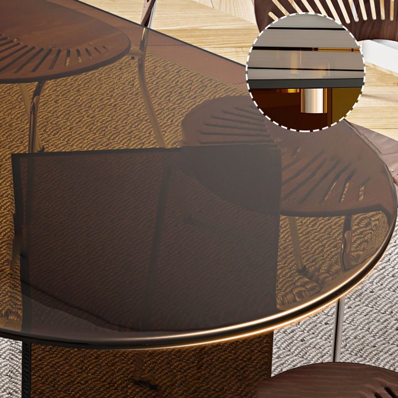 Mesa de comedor de vidrio templado contemporáneo Mesa de comedor de pedestal doble para cenar
