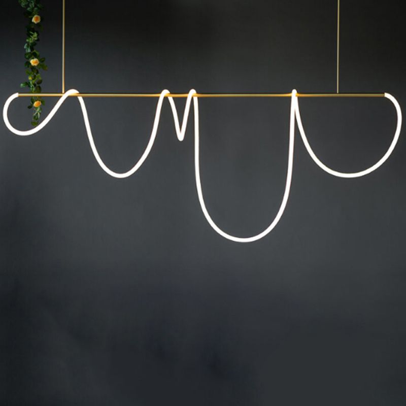 Long Strip LED Island Light Gold Modern Style Simplicity Hanging Light pour le salon