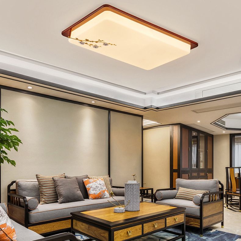 Weiße geometrische Deckenleuchte, minimalistische Acryl-LED-Einbauleuchte mit Keramikrosette