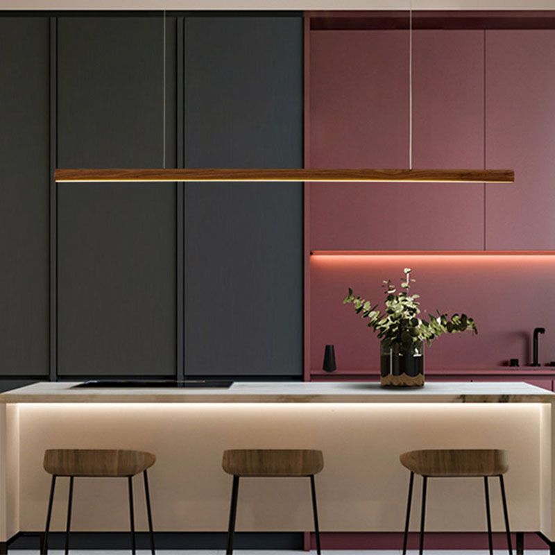 Acrylic and Wood chandelier light, Simple Linear island lighting fixtures for Kitchen Island
