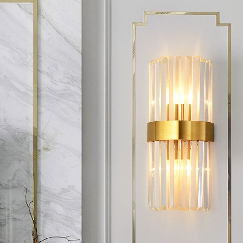 Clear Crystal Wall Mounted Light Fixture Modern Style 2-Lights Wall Lighting for Hotel