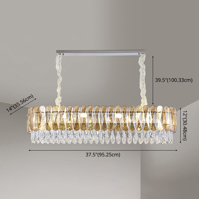 Crystal Oval Island Pendant Lights Modern Island Lighting 8 Light Island Ceiling Light