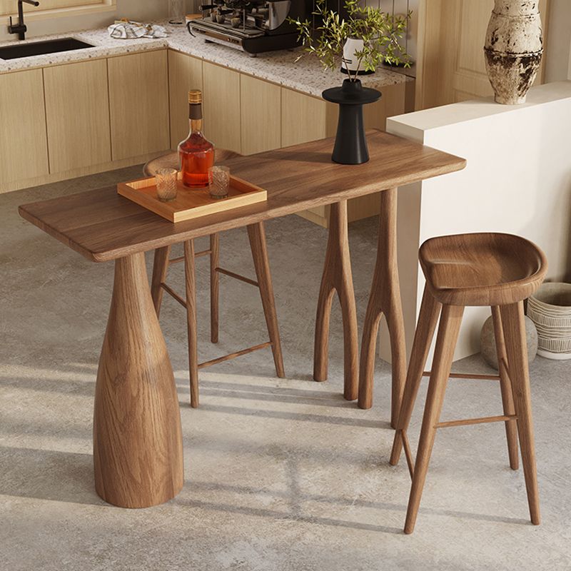 Industrial Style Rectangle Bar Table 1/2/3 Pieces Wood Bar Table Set for Kitchen