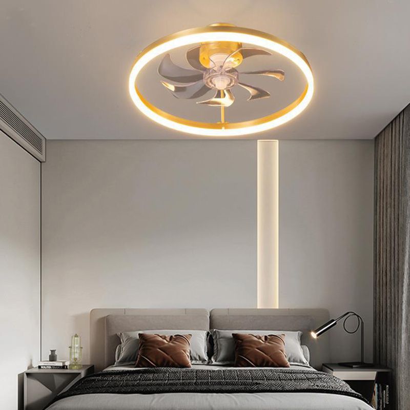 LED Deckenventilator mit Beleuchtung Rund Gold Modern Metall 7-Flügel