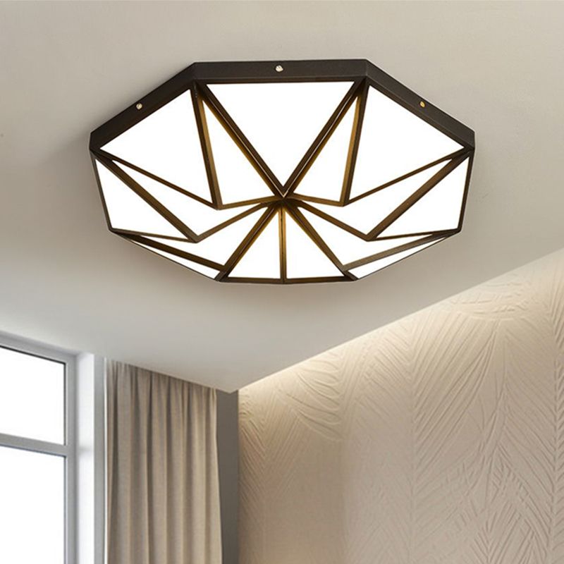 Geometric Great Room Flush Light Acrylic LED Simplicity Ceiling Mounted Fixture in Black/White/Gold
