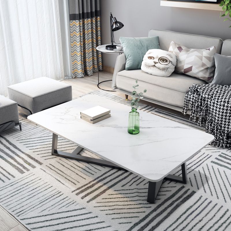 Slate Coffee Table Rectangular Open Shelf Minimalist Coffee Table