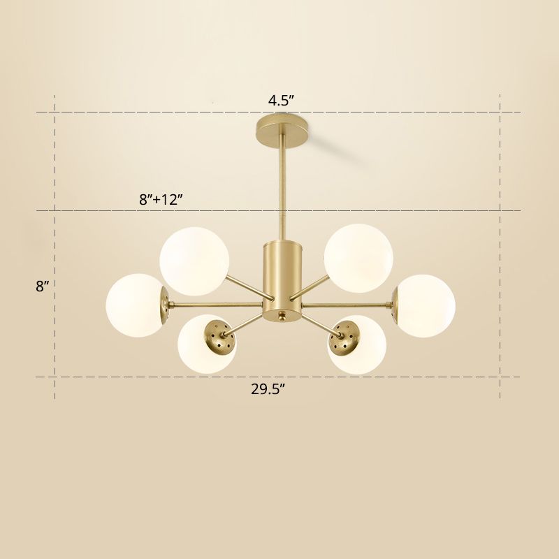 Opal Glass Radial Chandelier Postmodern Style Pendant Light Fixture for Living Room