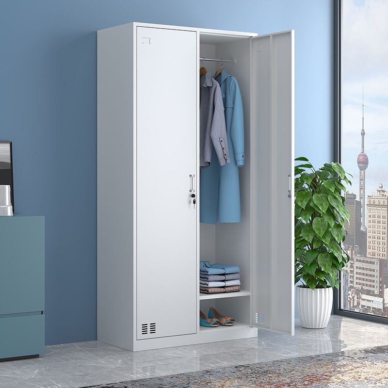 Modern Style Wardrobe White Colour Metal Wardrobe Closet With Doors