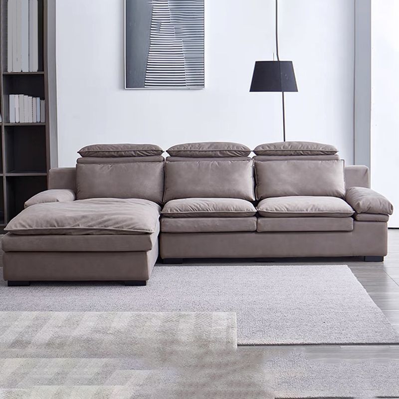 Armless Sofa Bed with Pillow Back Leather Sofa with Grey Solid Wood Frame