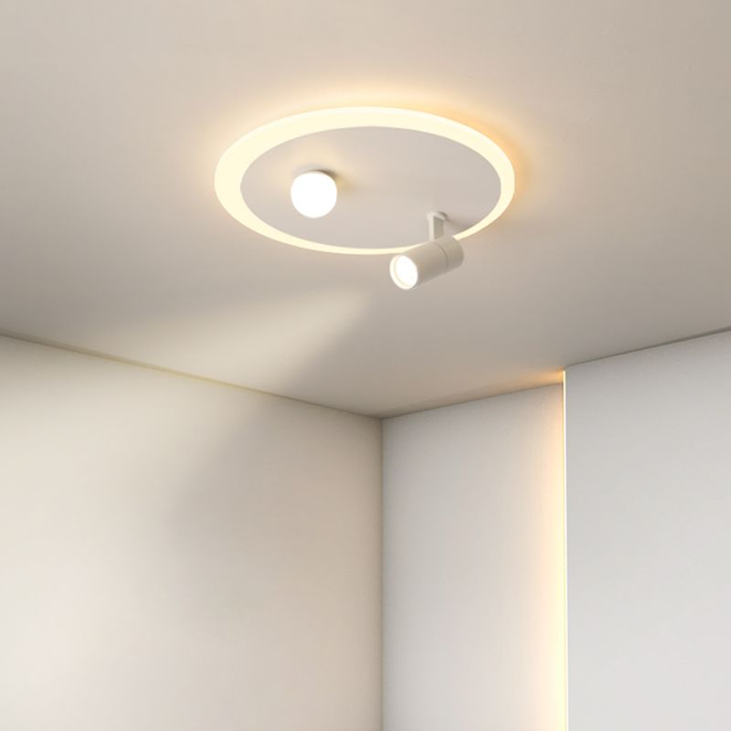 Plafonnier en fer moderne encastré rond avec 2 spots