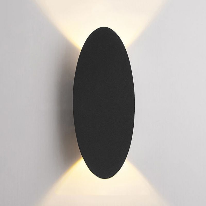 Oval Shape Wall Lamp Modern Style Metal 2 Lights Wall Light in White/Black