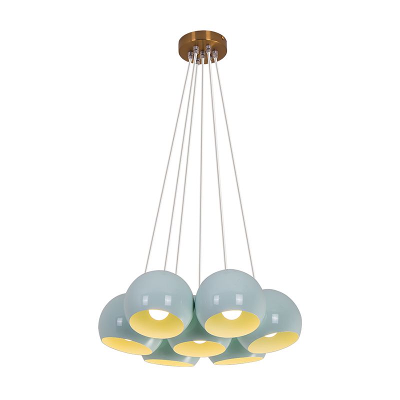 Blue Dome Multi in sospeso Macaron 7 teste a soffitto in ferro lampada a sospensione per soggiorno