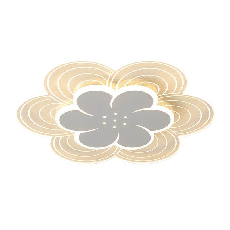 Flower Acrylic Led Flush Mount Simple Style White Ceiling Mount Light Fixture for Bedroom