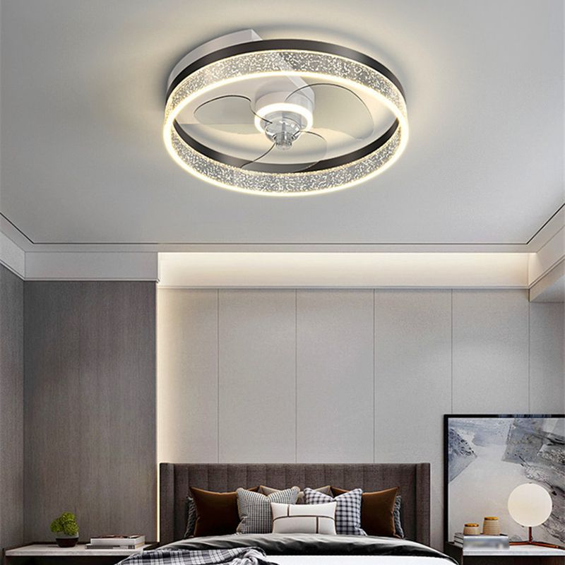 Metal Round Shape Ceiling Fan Modern Style Multi Lights Ceiling Fans Fixtures