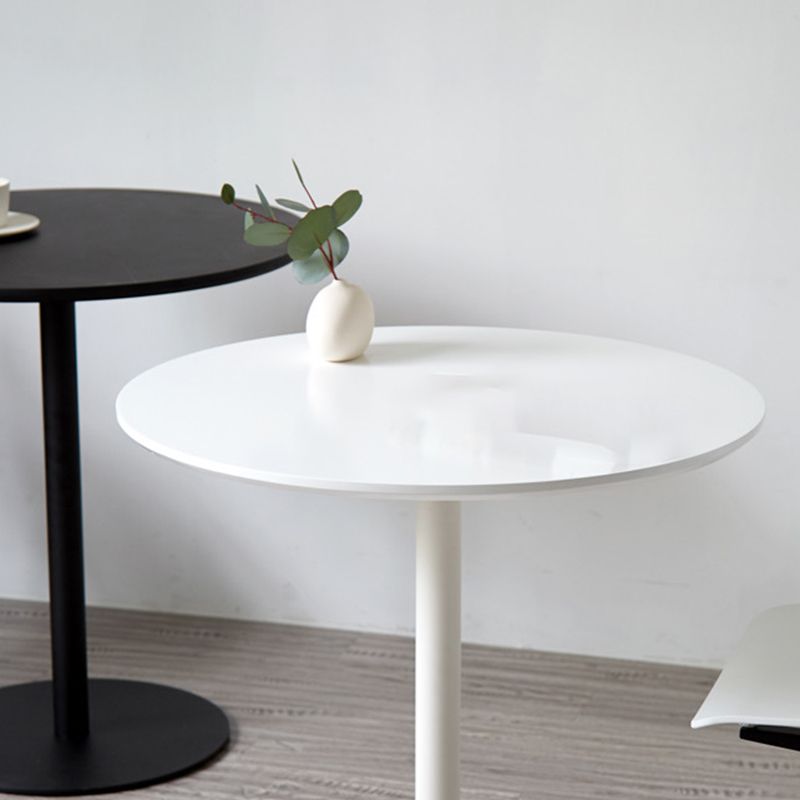 Mid-Century Metal Round Top Side Table Solid Color Pedestal End Table