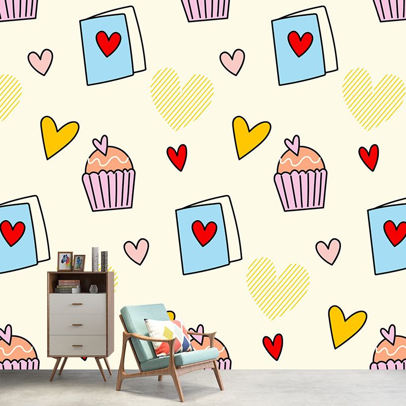 Environment Friendly Mural Wallpaper Heart Pattern Bedroom Wall Mural